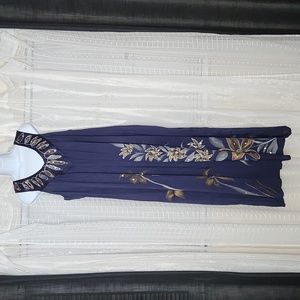 2/$25 Navy Sleeveless V Neck Maxi Floral Flowy Dress Bathing Suit Cover Up